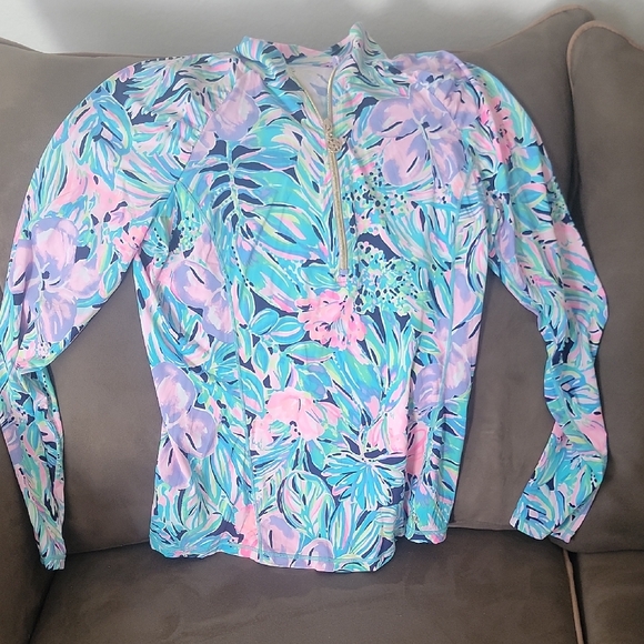 Lilly Pulitzer Luxletic Vibrant Floral Long Sleeve Top Size L - Picture 2 of 12